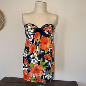 Y2K Hollister Tube Top Medium Babydoll Floral Colorful Strapless Beach Resort